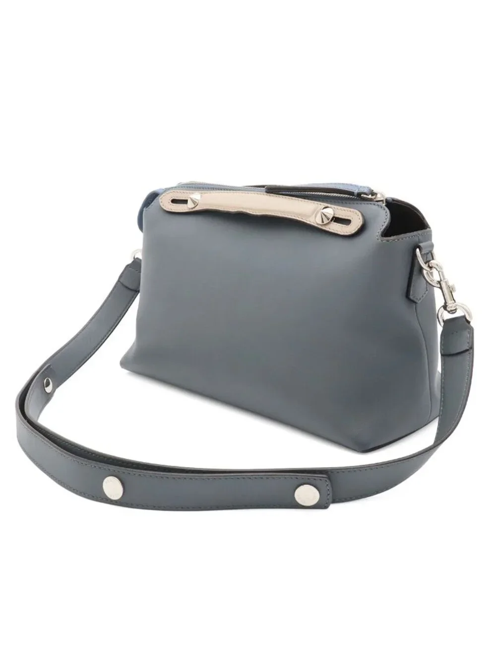 Fendi by the Way Medium 2-Way Shoulder Bag Tricolor Leather Blue Gray